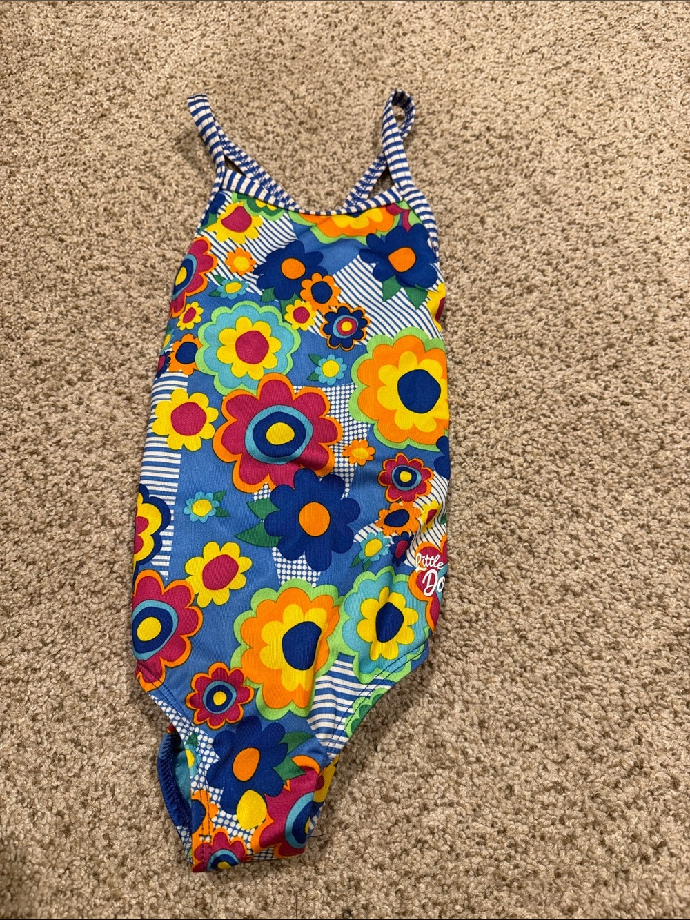 Dolfin Multicolor Floral Girls' One-Piece Swimsuit - Blue Base